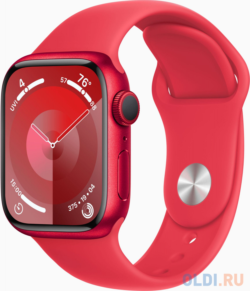 Смарт-часы Apple Watch Series 9 A2978 41мм OLED корп.красный Sport Band рем.красный разм.брасл.:150-200мм (MRXH3ZP/A)