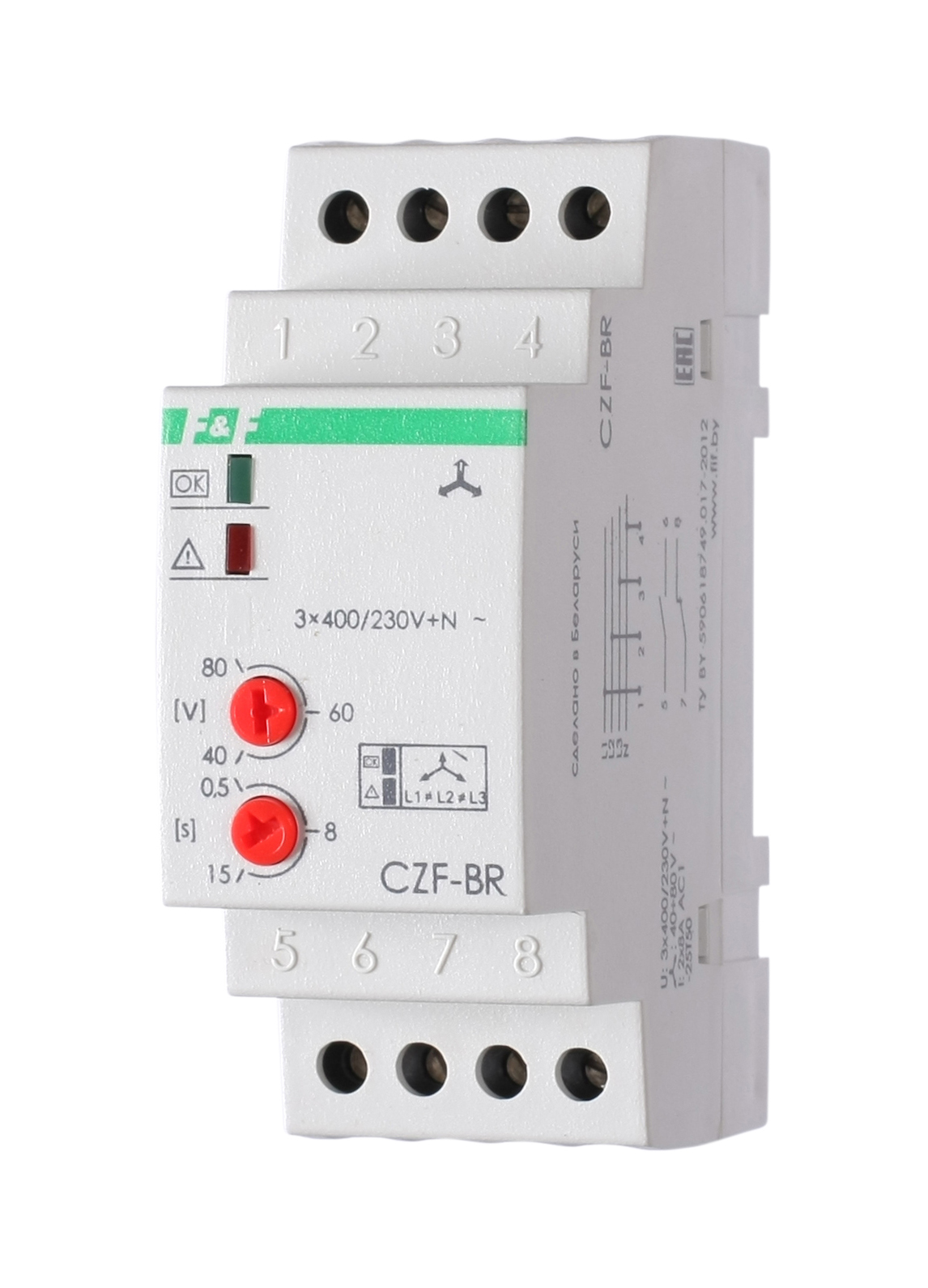 Реле контроля фаз Евроавтоматика F&F CZF-BR, белый (EA04.001.003)