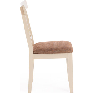 Стул TetChair Гольфи Джуниор Golfi Junior дерево гевея 45x51x94 ivory white ткань коричнево-золотая (1505-9)