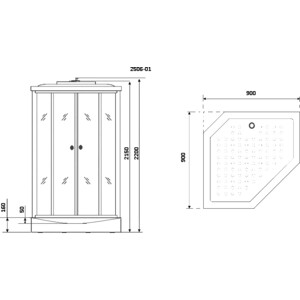 Душевая кабина Niagara NG-2506-01 90х90х220
