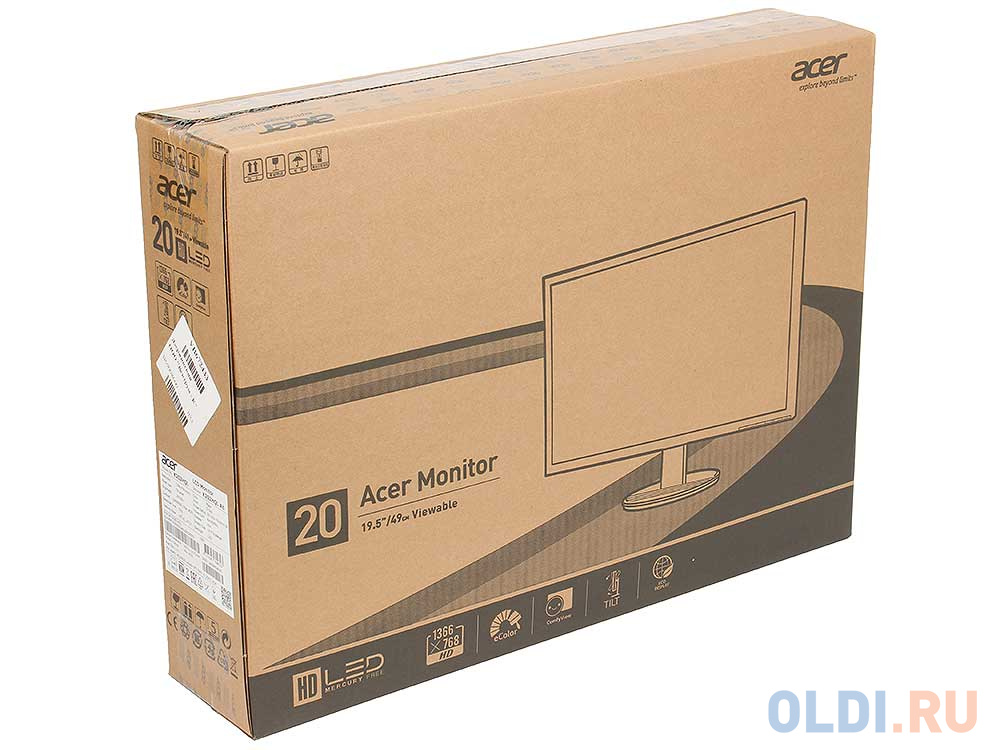 Монитор 19.5" Acer K202HQLAb LED, 1366x768, 5ms, 200 cd/m2, DCR 100M:1, D-Sub