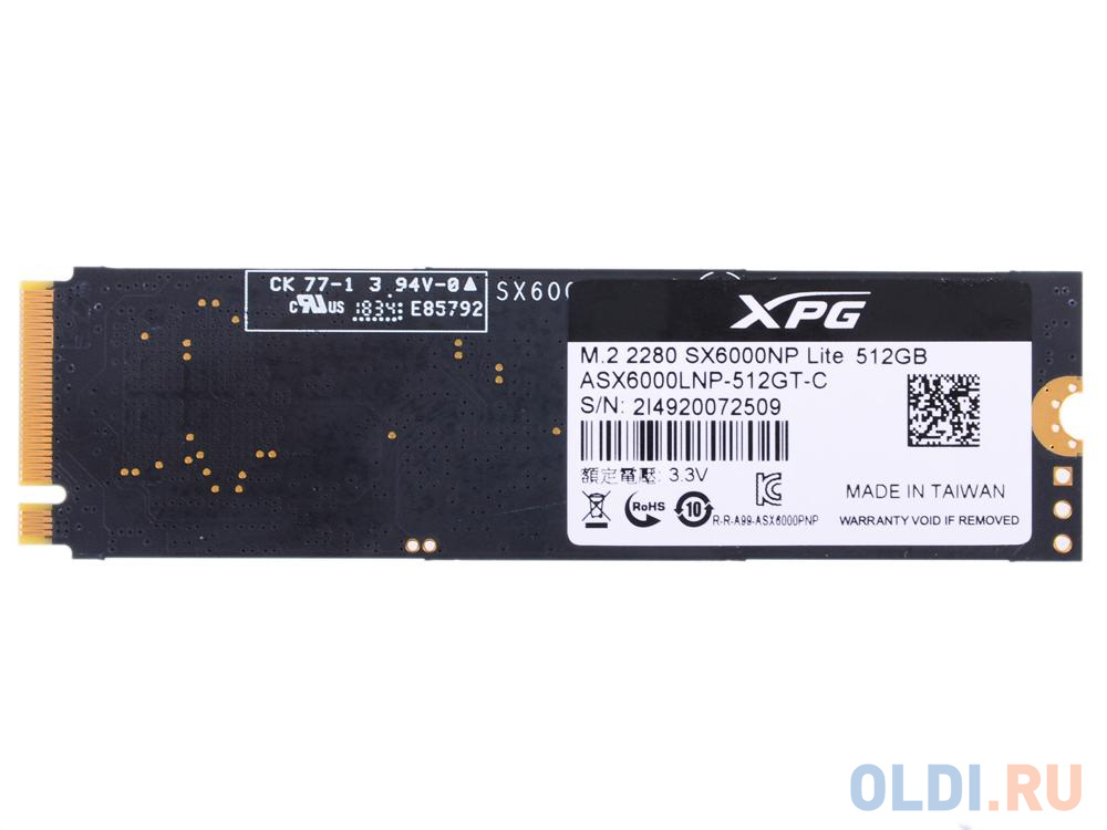 SSD накопитель A-Data XPG SX6000 Lite 512 Gb PCI-E 3.0 x4