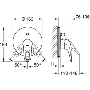 Смеситель для ванны Grohe Eurostyle накладная панель, для 35501 (19506LS3)