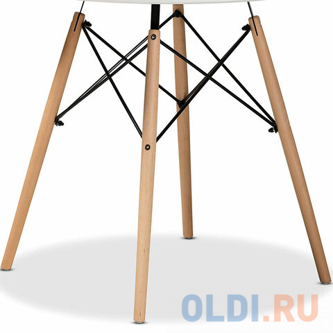 Стол обеденный BRABIX "Eames T-01", круглый диаметр 80 см, опоры дерево, пластик белый, 532633 в Москвe