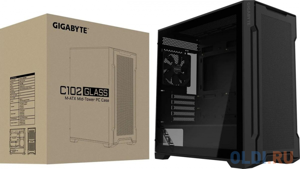 Корпус Gigabyte C102B GB-C102G черный без БП mATX 7x120mm 4x140mm 2xUSB3.0 audio bott PSU в Москвe