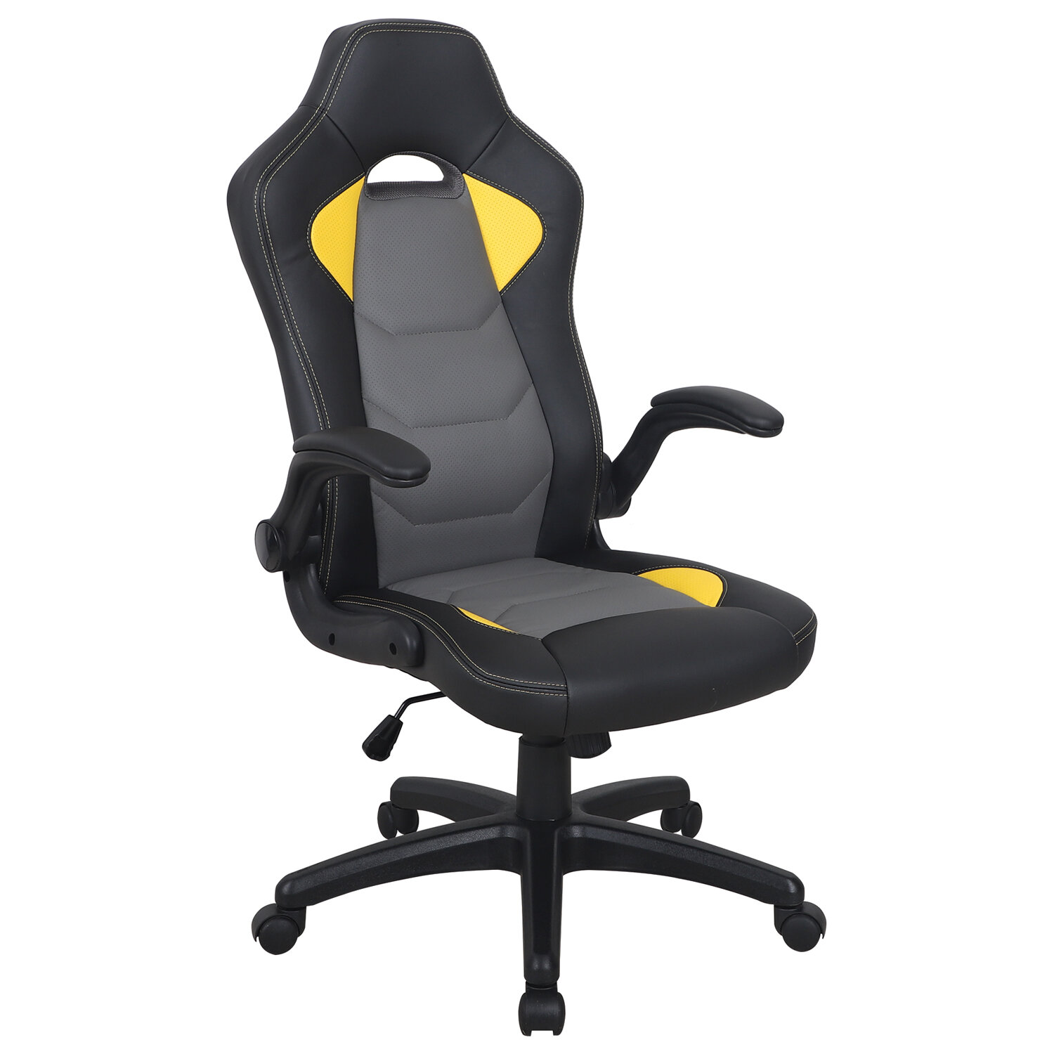 Кресло компьютерное BRABIX Skill GM-005 экокожа, черное/желтое (532494)