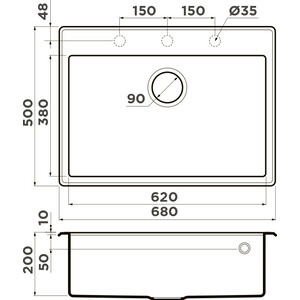 Кухонная мойка Omoikiri Tedori 68 PL платина (4993971)