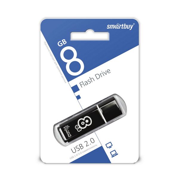 Флешка Smartbuy Glossy 8Gb Black (SB8GBGS-K)