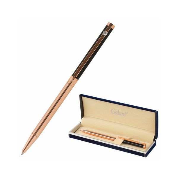 Ручка подарочная шариковая GALANT "ASTRON", корпус черный с золотом, детали золотистые, узел 0,7 мм, синяя, 143525