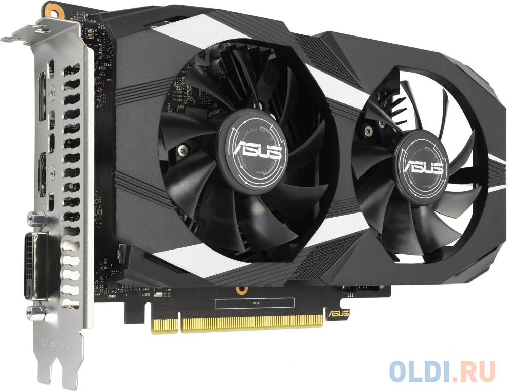 Видеокарта Asus PCI-E DUAL-GTX1650-O4GD6-P-V2 NVIDIA GeForce GTX 1650 4096Mb 128 GDDR6 1620/12000 DVIx1 HDMIx1 DPx1 HDCP Ret