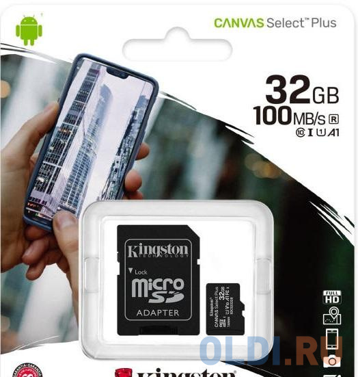 Карта памяти microSDXC 32GB Kingston Class10 UHS-I Canvas Select up to 100MB/s с адапт (SDCS2/32GB-3P1A) в Москвe