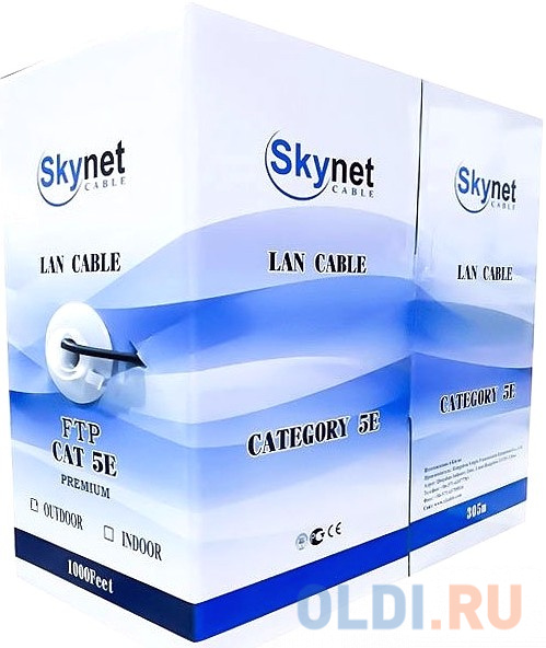SkyNet Кабель UTP indoor 4x2x0,48, медный, FLUKE TEST, кат.5e, однож., (305м) box, серый [CSS-UTP-4-CU]