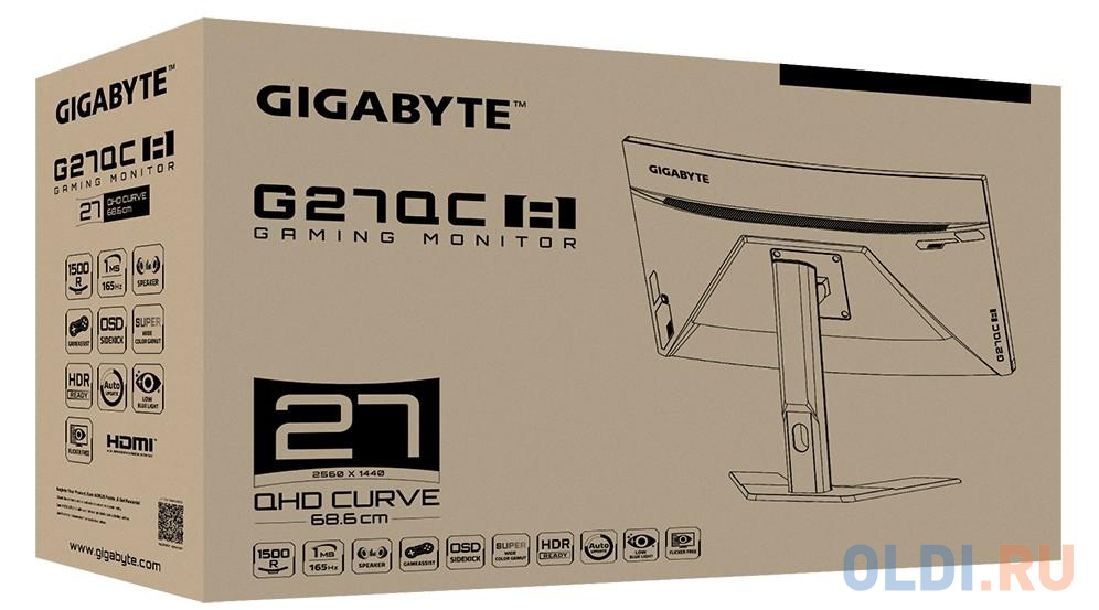 Монитор 27" GigaByte G27QC A черный VA 2560x1440 250 cd/m^2 1 ms HDMI DisplayPort Аудио USB 20VM0-GG27QCABT-1EKR в Москвe