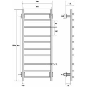 Полотенцесушитель электрический Energy Grand 1000х500 (Гранд 100/50 80W)