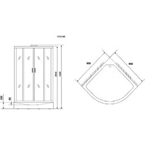 Душевая кабина Niagara NG-7715GBK 90х90х210