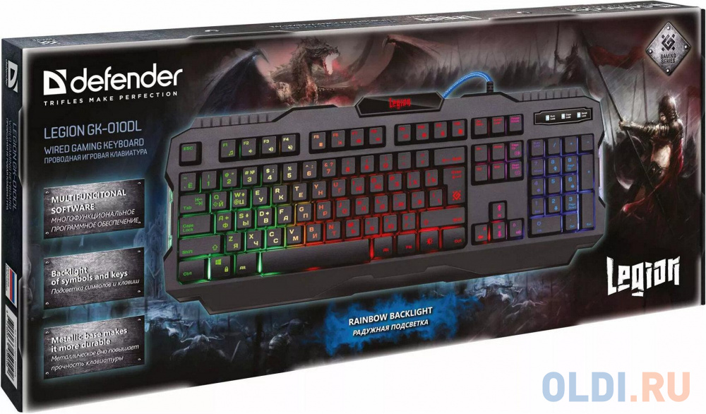 Клавиатура игровая DEFENDER Legion GK-010DL RU,RGB подсветка,19 Anti-Ghost,USB в Москвe