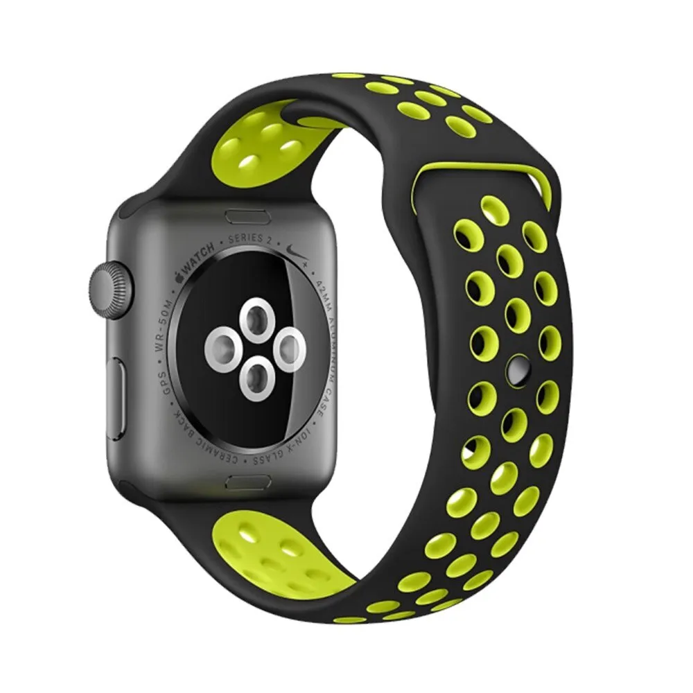 Ремешок EVA для Apple Watch, 38-40 мм, черный/зеленый (AVA012BG)