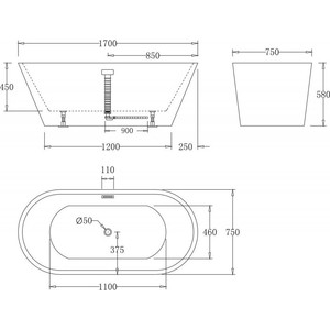 Акриловая ванна BelBagno 170x75 (BB61-1700)