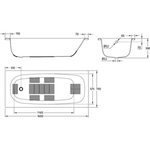 Ванна стальная BLB Universal HG 160х70 см 3.5 мм с шумоизоляцией (B60HAH001)