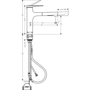 Смеситель для кухни Hansgrohe Zesis M33 sBox выдвижной излив, черный матовый (74804670) в Москвe