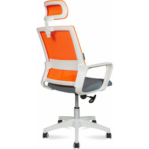 Офисное кресло NORDEN Бит 815AW-AF06-T58 белый пластик / оранжевая сетка / темно серая ткань