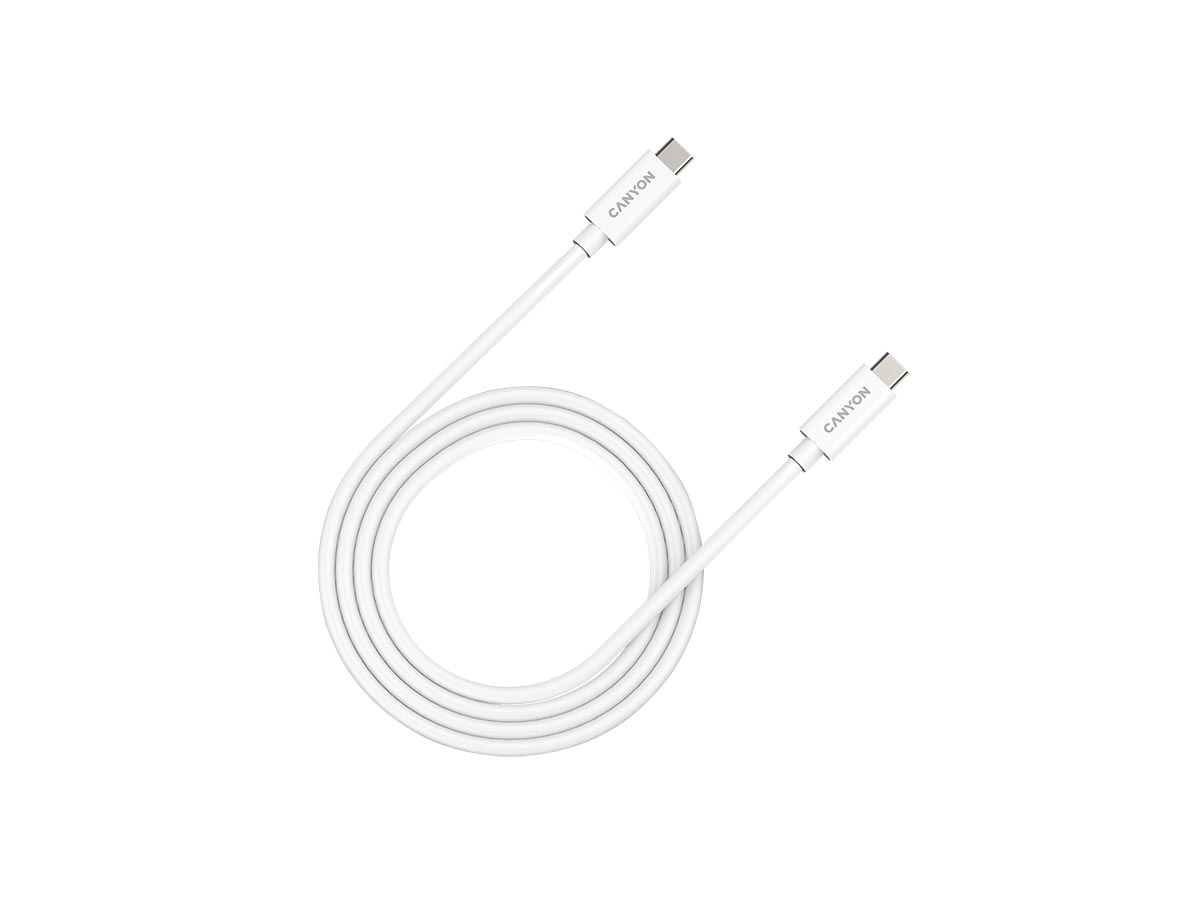 Кабель для зарядки и передачи данных Canyon UC-42 USB 4, USB Type-C - USB Type-C, 48В/5A (до 240W), 2м, Белый CNS-USBC42W в Москвe