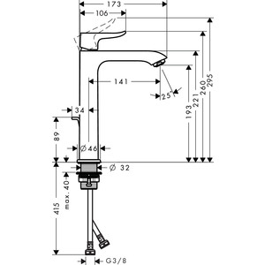 Смеситель для раковины Hansgrohe Metris высокий, с донным клапаном, хром (31183000)