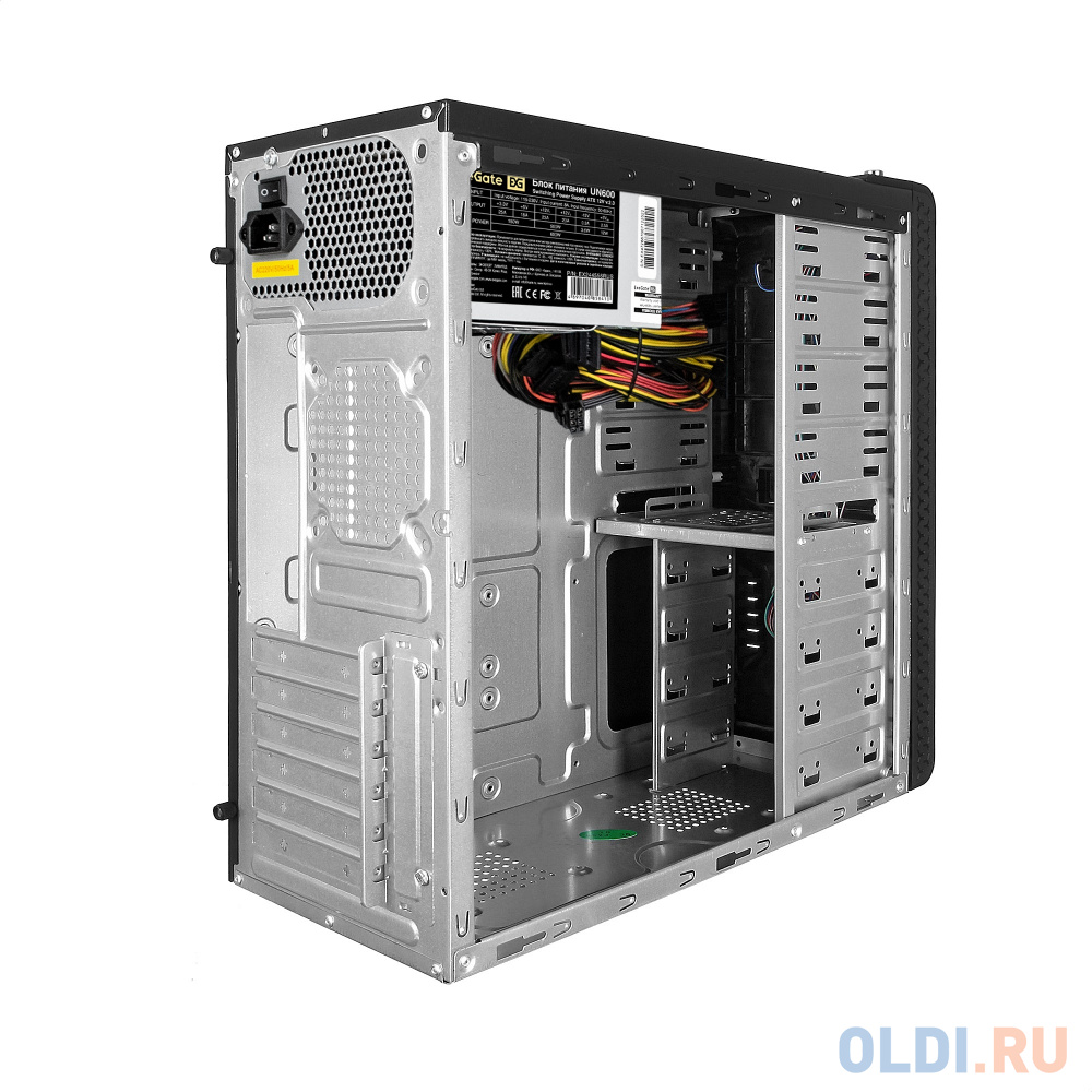 Корпус Miditower ExeGate UN-603-UN600 (ATX, БП UN600 с вент. 12см, 2*USB, аудио, черный)