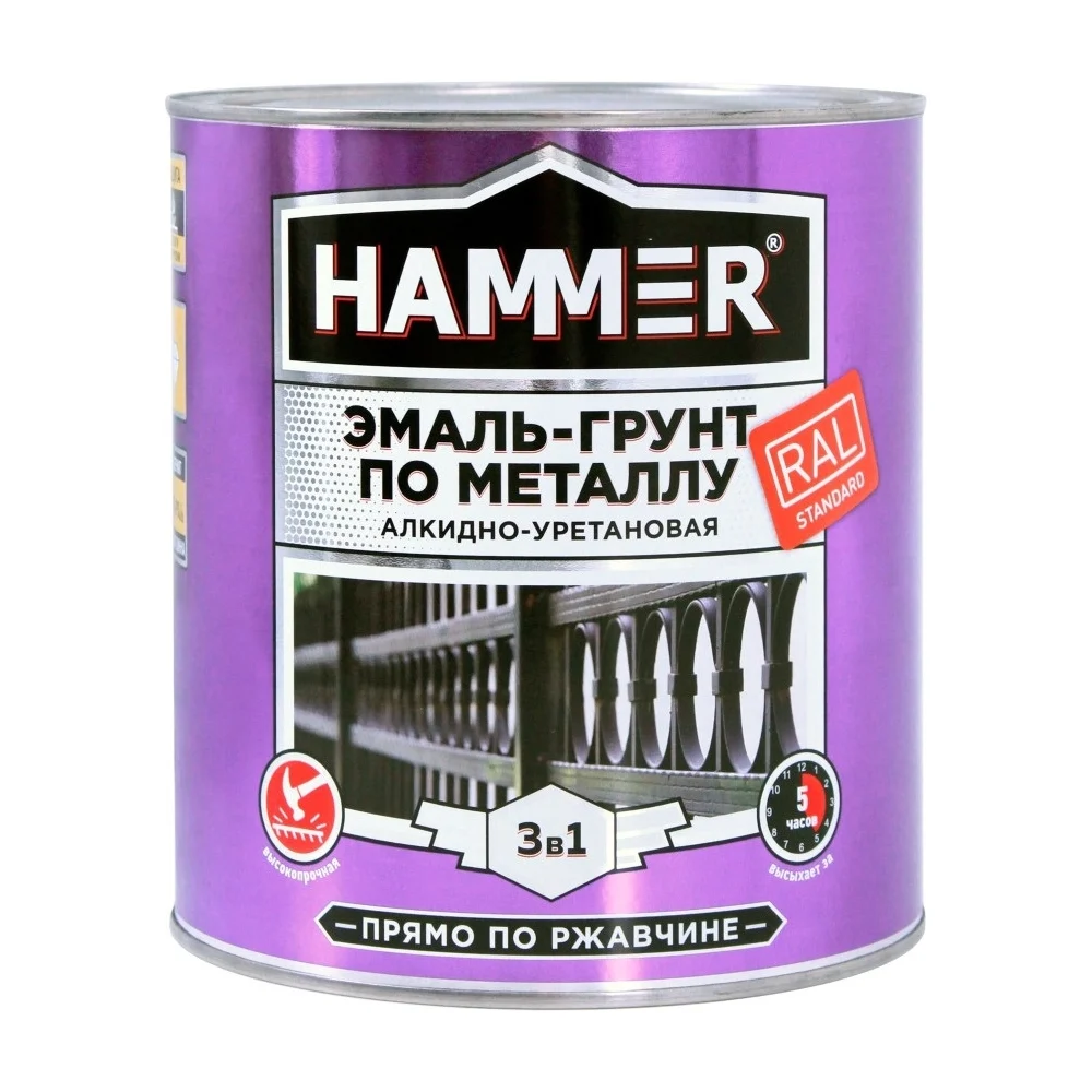 Эмаль-грунт по металлу Hammer в Москвe