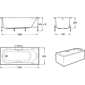 Акриловая ванна Roca BeCool 170x80 с отверстиями под ручки (ZRU9302852)