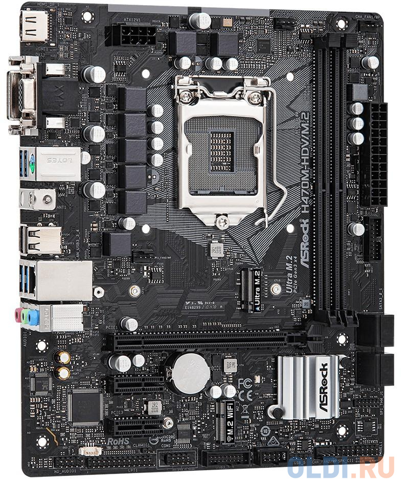 Материнская плата ASRock H470M-HDV/M.2 Socket 1200 H470 2xDDR4 1xPCI-E 16x 2xPCI-E 1x 4 mATX Retail в Москвe