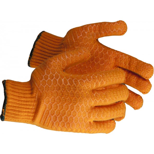 Перчатки трикотажные с ПВХ покрытием, 7 класс, L-XL, оранжевы, Зубр ЭКСПЕРТ (11278-XL)