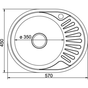 Кухонная мойка Mixline Врезная 57x47 с сифоном, нержавеющая сталь 0,8мм (4620031442370)