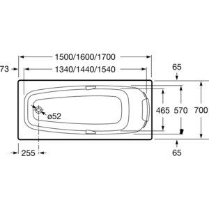 Акриловая ванна Roca Sureste 150х70 с отверстиями под ручки (ZRU9302778)