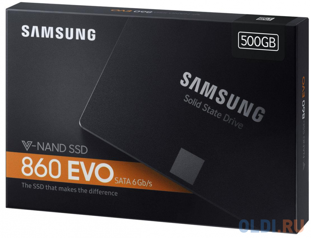 Твердотельный накопитель SSD 2.5" 500 Gb Samsung 860 EVO Read 550Mb/s Write 520Mb/s 3D NAND TLC MZ-76E500BW