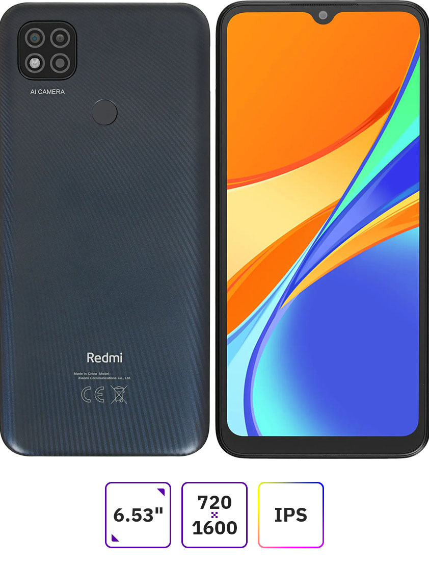 Смартфон Xiaomi Redmi 9C, 6.53" 720x1600 IPS, MediaTek Helio G35, 2Gb RAM, 32Gb, 3G/4G, NFC, Wi-Fi, BT, 3xCam, 2-Sim, 5000 мА⋅ч, Micro-USB, Android 10, серый (29262)