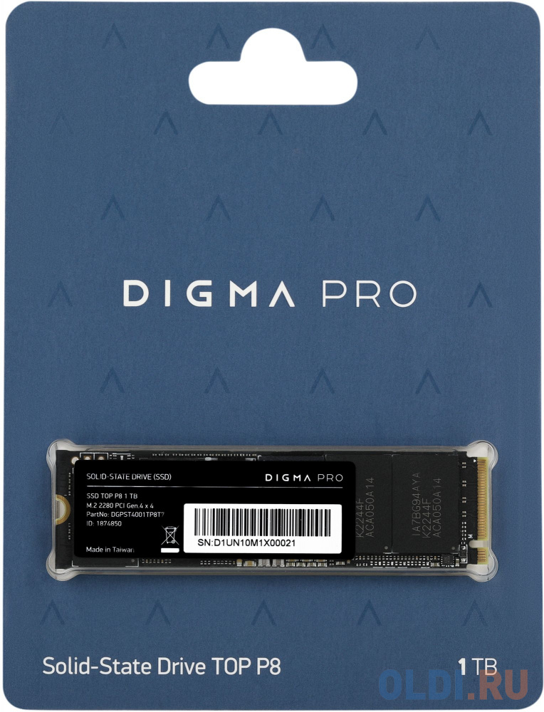 Накопитель SSD Digma PCI-E 4.0 x4 1Tb DGPST4001TP8T7 Pro Top P8 M.2 2280