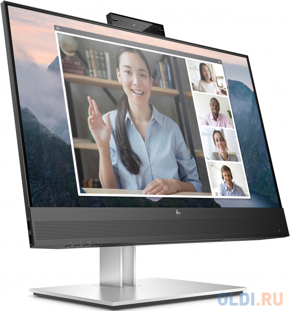 HP E24mv G4 Conf Monitor 1920x1080, 16:9, IPS, 250 cd/m2, 1000:1, 5ms, USB, VGA, HDMI, DP, webcam, speakers, height, tilt, swivel, pivot, Black