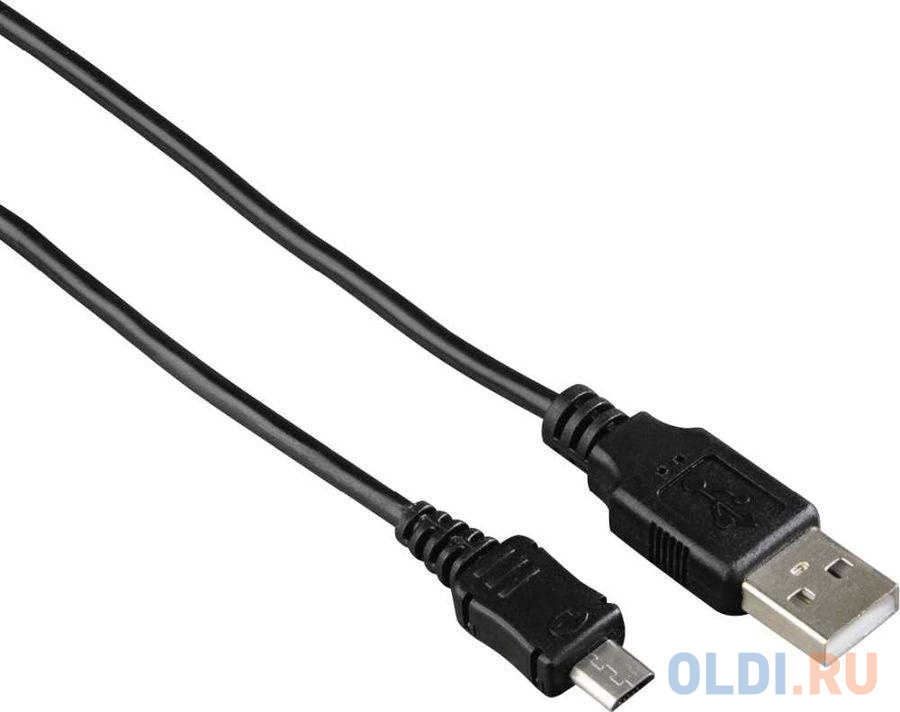 Кабель USB microUSB 1м HAMA 00173891 круглый черный