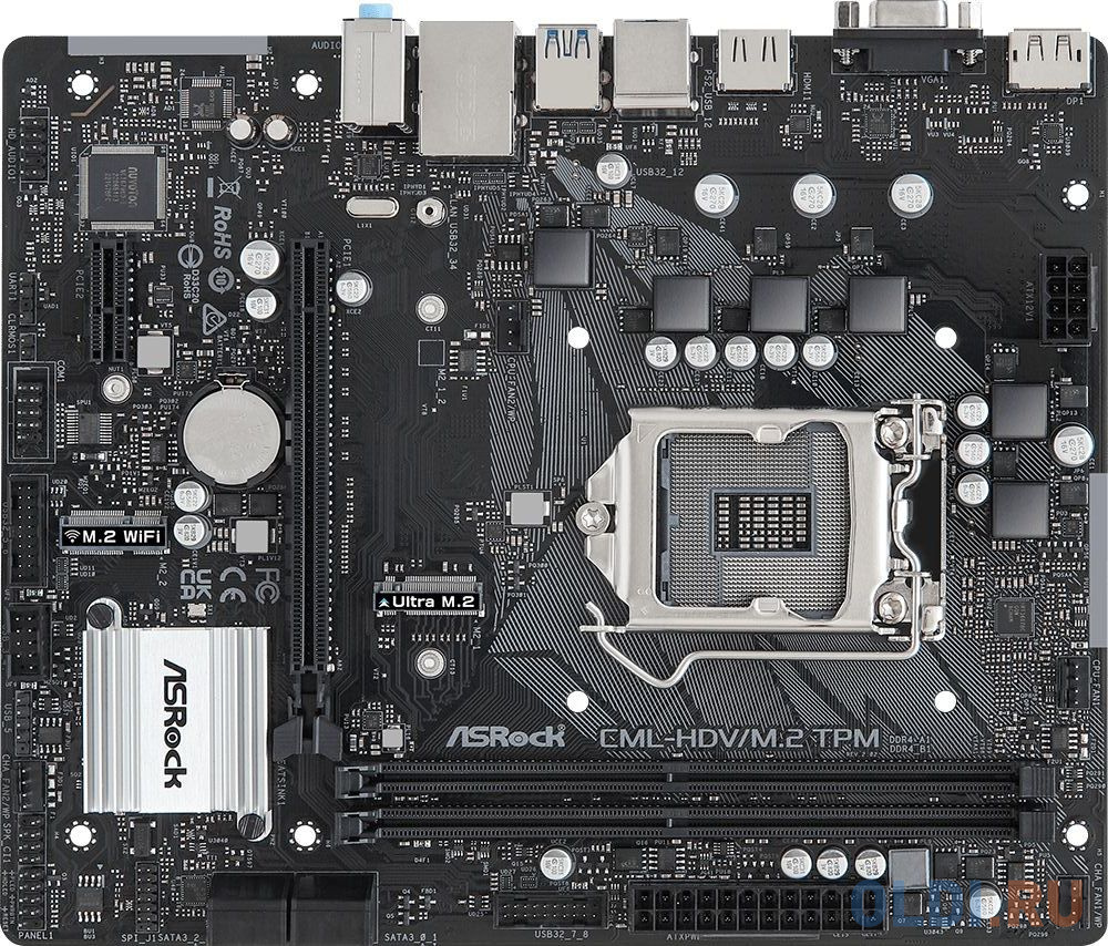 Материнская плата Asrock CML-HDV/M.2 TPM R2.0 Soc-1200 Intel H370 2xDDR4 mATX AC`97 8ch(7.1) GbLAN+VGA+HDMI+DP