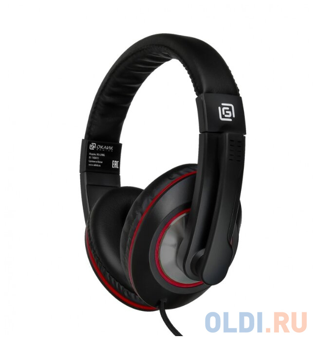 Наушники с микрофоном Oklick HS-L390G DRAGON черный/красный 1.8м мониторные оголовье (JD-728S)