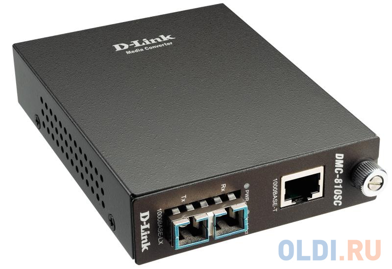 Медиаконвертер D-Link DMC-810SC/B9A Медиаконвертер с 1 портом 1000Base-T и 1 портом 1000Base-LX с разъемом SC для одномодового оптического кабеля (до