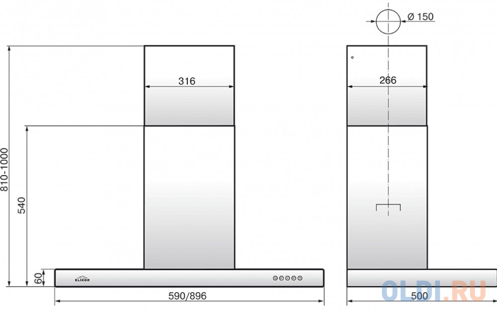 Вытяжка OPAL 90N-650-E3D STEEL ELIKOR в Москвe