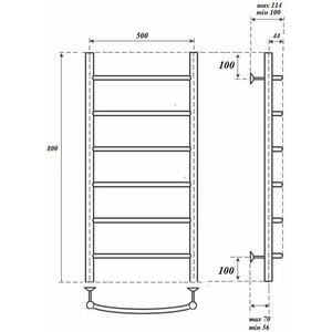 Полотенцесушитель электрический Point Афина П6 500x800 бронза (PN04158BRE)