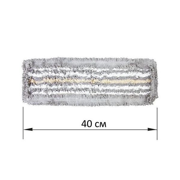 Насадка МОП плоская для швабры/держателя 40 см, ТИП У/К, хлопок/микрофибра, СЕРАЯ, LAIMA EXPERT, 606629
