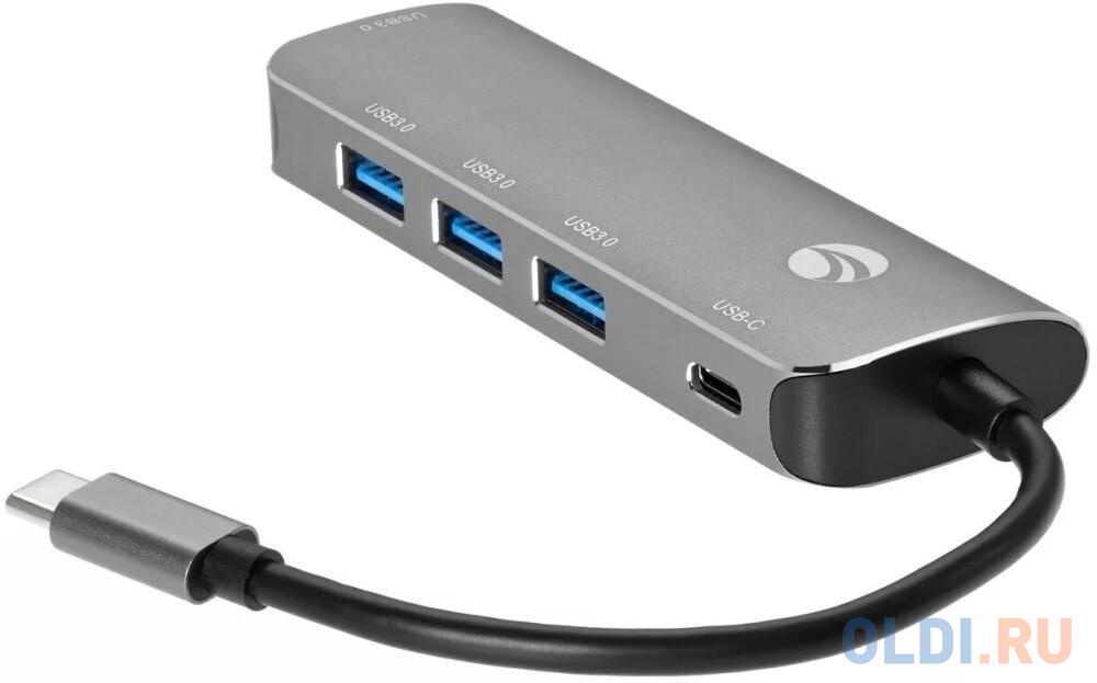 Адаптер концентратор Type-C --> 4 port USB3.0 HUB+PD, Alum Shell  VCOM <CU4383>