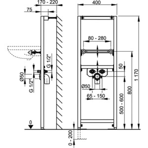 Инсталляция для раковины AlcaPlast 120 см (A104/1200)