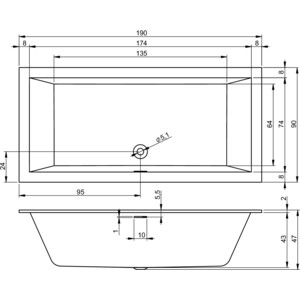 Акриловая ванна Riho Rething Cubic 190x90 с ножками (B109001005, 207095) в Москвe