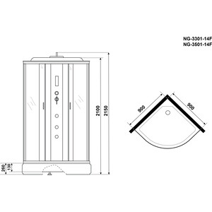 Душевая кабина Niagara NG-3301-14F 90х90х215