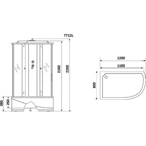 Душевая кабина Niagara NG-7712WL 120х80х220 левая